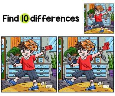 Kunai Shuriken Oyuncak Çocuk aktivite sayfası olan Ninja Çocuk 'taki farklılıkları bul ya da bul. Çocuklar için eğlenceli ve eğitici bir bulmaca eşleştirme oyunu.