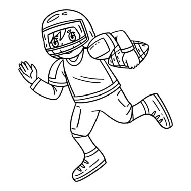 Koşan bir Amerikan Futbolcusunun sevimli ve komik renkli sayfası. Çocuklar için saatlerce boyama eğlencesi sağlıyor. Renklendirmek için, bu sayfa çok kolaydır. Küçük çocuklar ve yeni yürümeye başlayanlar için uygun..