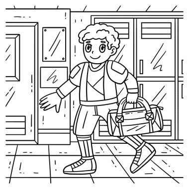 Amerikan Futbolcusunun antrenmana gittiği sevimli ve komik bir renkli sayfa. Çocuklar için saatlerce boyama eğlencesi sağlıyor. Renklendirmek için, bu sayfa çok kolaydır. Küçük çocuklar ve yeni yürümeye başlayanlar için uygun.. 