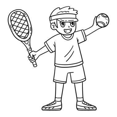 Tenis raketi ve topu olan bir tenisçinin sevimli ve komik renkli sayfası. Çocuklar için saatlerce boyama eğlencesi sağlıyor. Renklendirmek için, bu sayfa çok kolaydır. Küçük çocuklar ve yeni yürümeye başlayanlar için uygun.. 