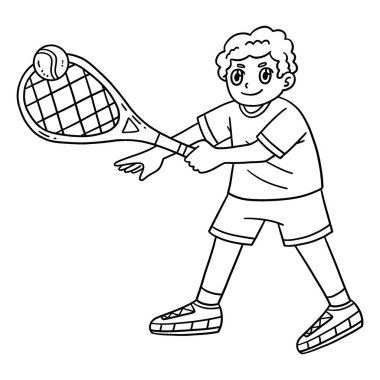 Tenis topuna vuran bir tenisçinin sevimli ve komik renkli sayfası. Çocuklar için saatlerce boyama eğlencesi sağlıyor. Renklendirmek için, bu sayfa çok kolaydır. Küçük çocuklar ve yeni yürümeye başlayanlar için uygun.. 