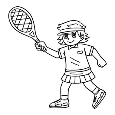 Raketli bir Tenis Kadın Oyuncu 'nun sevimli ve komik renkli sayfası. Çocuklar için saatlerce boyama eğlencesi sağlıyor. Renklendirmek için, bu sayfa çok kolaydır. Küçük çocuklar ve yeni yürümeye başlayanlar için uygun.. 