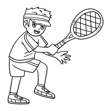 Tenis topuna vurmaya hazır bir tenisçinin sevimli ve komik renkli sayfası. Çocuklar için saatlerce boyama eğlencesi sağlıyor. Renklendirmek için, bu sayfa çok kolaydır. Küçük çocuklar ve yeni yürümeye başlayanlar için uygun.. 