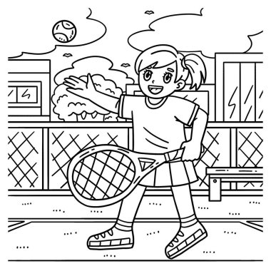 Havaya Top Fırlatan Tenis Kadın Oyuncu 'nun sevimli ve komik renkli sayfası. Çocuklar için saatlerce boyama eğlencesi sağlıyor. Renklendirmek için, bu sayfa çok kolaydır. Küçük çocuklar ve yeni yürümeye başlayanlar için uygun.