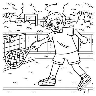 Tenis topuna ulaşan bir tenisçinin sevimli ve komik renkli sayfası. Çocuklar için saatlerce boyama eğlencesi sağlıyor. Renklendirmek için, bu sayfa çok kolaydır. Küçük çocuklar ve yeni yürümeye başlayanlar için uygun.. 
