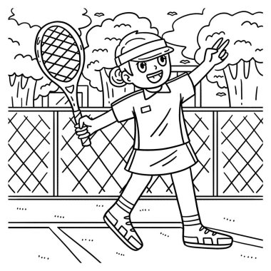 Tenis Raketi Tutan Tenis Kızı 'nın sevimli ve komik renkli sayfası. Çocuklar için saatlerce boyama eğlencesi sağlıyor. Renklendirmek için, bu sayfa çok kolaydır. Küçük çocuklar ve yeni yürümeye başlayanlar için uygun.. 