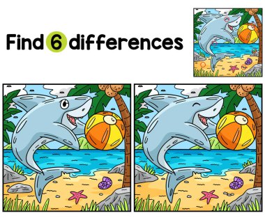 Bu köpekbalığının Beach Ball oynayan çocuklar aktivite sayfasındaki farklılıkları bul ya da bul. Çocuklar için eğlenceli ve eğitici bir bulmaca eşleştirme oyunudur..