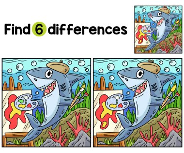 Bu köpekbalığının resimli çocuk aktiviteleri sayfasındaki farklılıkları bul ya da bul. Çocuklar için eğlenceli ve eğitici bir bulmaca eşleştirme oyunudur..