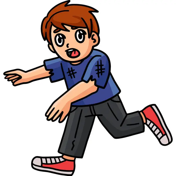 Cuplikan Kartun Ini Menunjukkan Ilustrasi Berlari Anak - Stok Vektor