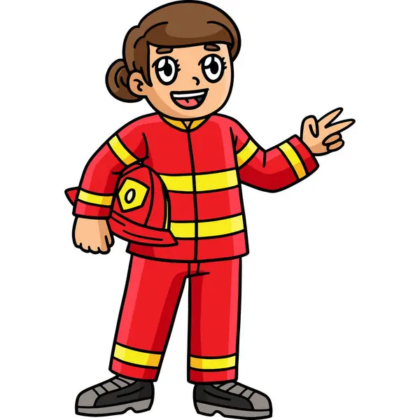 stock vector This cartoon clipart shows a Firefighter Woman illustration.