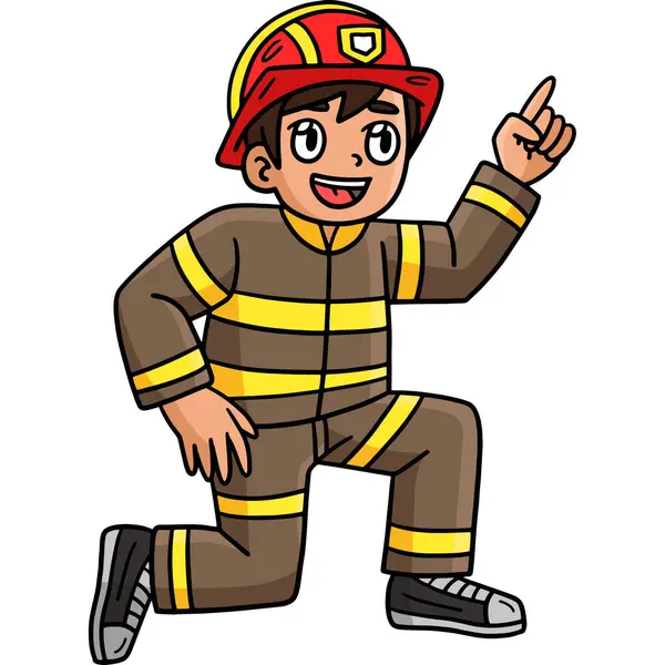 Cuplikan Kartun Ini Menunjukkan Ilustrasi Pemadam Kebakaran - Stok Vektor