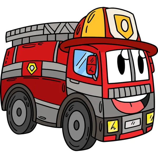 This cartoon clipart shows a Firefighter Truck Toy illustration.