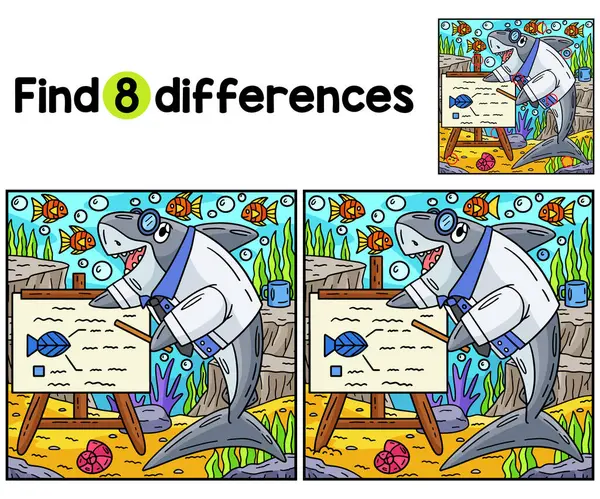 Encontre Localize Diferenças Nesta Página Atividades Professor Shark Kids Jogo Ilustração De Bancos De Imagens