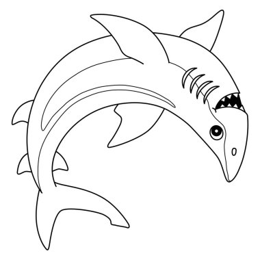 A cute and funny coloring page of a Spinner Shark. Provides hours of coloring fun for children. To color, this page is very easy. Suitable for little kids and toddlers.  clipart