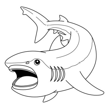 A cute and funny coloring page of a Megamouth Shark. Provides hours of coloring fun for children. To color, this page is very easy. Suitable for little kids and toddlers.  clipart