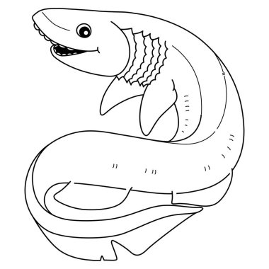 A cute and funny coloring page of a Frilled Shark. Provides hours of coloring fun for children. To color, this page is very easy. Suitable for little kids and toddlers.  clipart