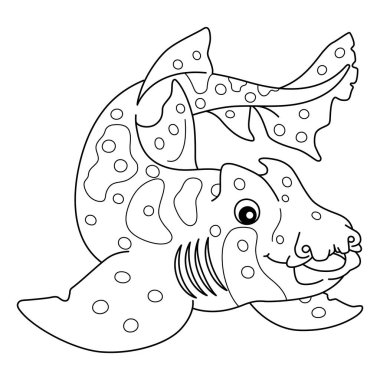 A cute and funny coloring page of a Horn Shark. Provides hours of coloring fun for children. To color, this page is very easy. Suitable for little kids and toddlers.  clipart