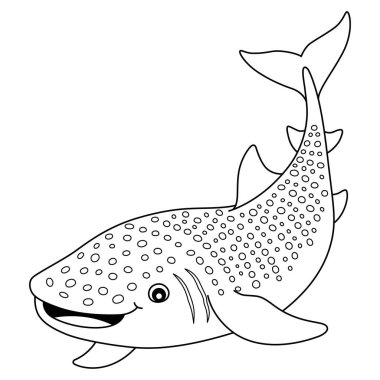 Bir balina köpekbalığının sevimli ve komik renkli sayfası. Çocuklar için saatlerce boyama eğlencesi sağlıyor. Renklendirmek için, bu sayfa çok kolaydır. Küçük çocuklar ve yeni yürümeye başlayanlar için uygun.. 