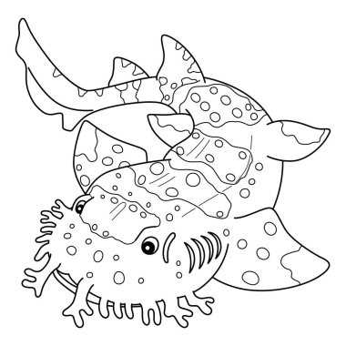 A cute and funny coloring page of a Wobbegong Shark. Provides hours of coloring fun for children. To color, this page is very easy. Suitable for little kids and toddlers.  clipart
