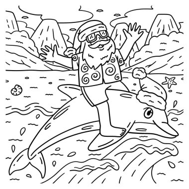 Noel 'in şirin ve komik renkli sayfası Temmuz' da Santa Riding a Dolphin. Çocuklar için saatlerce boyama eğlencesi sağlıyor. Renklendirmek için, bu sayfa çok kolaydır. Küçük çocuklar ve yeni yürümeye başlayanlar için uygun..