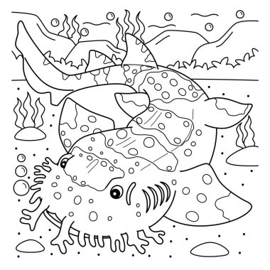 Wobbegong köpekbalığının sevimli ve komik renkli sayfası. Çocuklar için saatlerce boyama eğlencesi sağlıyor. Renklendirmek için, bu sayfa çok kolaydır. Küçük çocuklar ve yeni yürümeye başlayanlar için uygun.. 