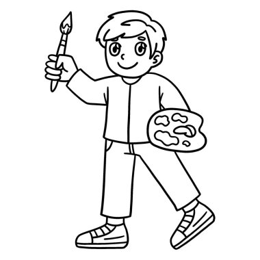 Sanat sınıfındaki ilk okul çocuğunun sevimli ve komik renkli sayfası. Çocuklar için saatlerce boyama eğlencesi sağlıyor. Renklendirmek için, bu sayfa çok kolaydır. Küçük çocuklar ve yeni yürümeye başlayanlar için uygun..