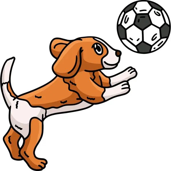Dieser Cartoon Clip Zeigt Einen Hund Beim Fußballspielen — Stockvektor