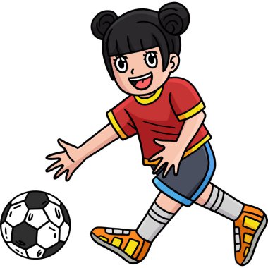 Bu karikatür, Futbol Topu Seçen Kız illüstrasyonunu gösteriyor..