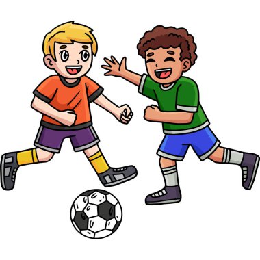 Bu karikatür, çocukların futbol oynadığını gösteriyor..