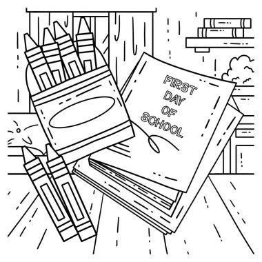 Okulun ilk günü pastel boyama ve not defterlerinin sevimli ve komik bir boyama sayfası. Çocuklar için saatlerce boyama eğlencesi sağlıyor. Renklendirmek için, bu sayfa çok kolaydır. Küçük çocuklar ve yeni yürümeye başlayanlar için uygun..