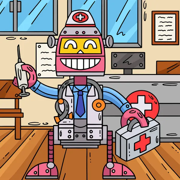 Dette Tegneserie Klippet Viser Robot Doctor Illustrasjon – stockvektor