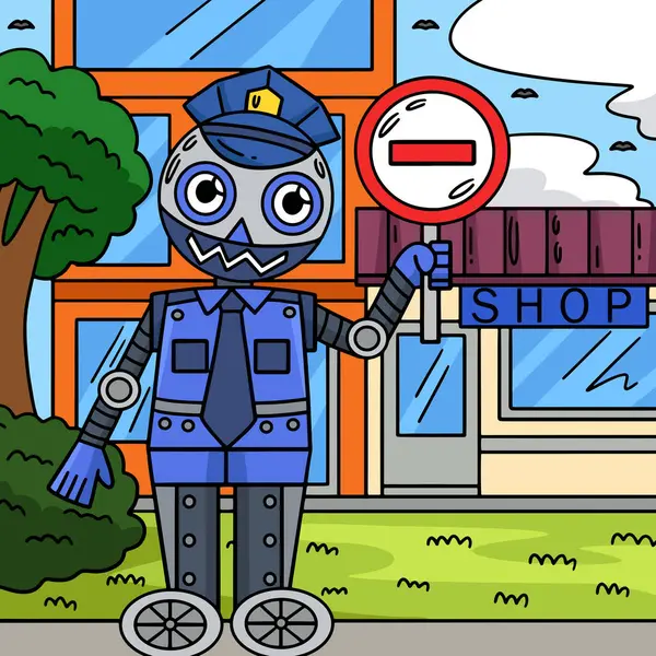 Dette Tegneserie Klippet Viser Sikkerhetsvakt Robot Illustrasjon – stockvektor