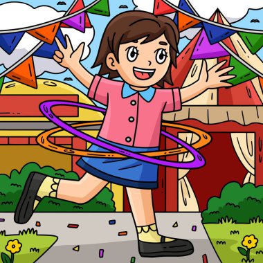 Bu karikatür klip Circus Child ve Hula Hoop illüstrasyonunu gösteriyor..