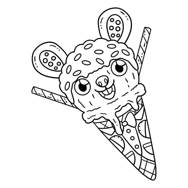 一个可爱和有趣的彩色网页的冰淇淋兔圆锥 为孩子们提供几个小时的彩色娱乐 要配色 这一页很容易 适用于幼儿及幼儿 — 图库矢量图片