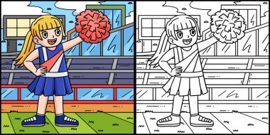 Bu boyama sayfasında amigo kız bir kız var. Bu illüstrasyonun bir tarafı renkli ve çocuklar için bir ilham kaynağı..