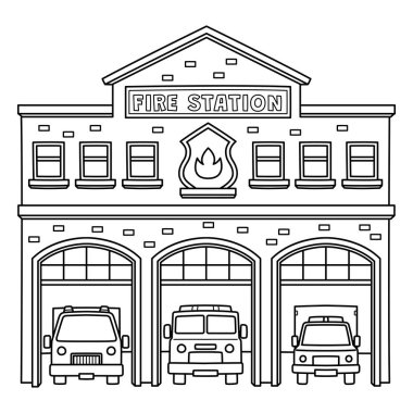 İtfaiye istasyonunun sevimli ve komik renkli sayfası. Çocuklar için saatlerce boyama eğlencesi sağlıyor. Renklendirmek için, bu sayfa çok kolaydır. Küçük çocuklar ve yeni yürümeye başlayanlar için uygun..