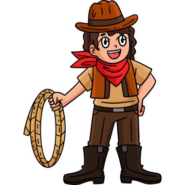 Bu karikatür klip Sirk Kovboyu Kız Kırbaç Resmini Tutuyor.