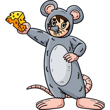 This cartoon clipart shows a Circus Man Wearing Mouse Costume illustration. clipart