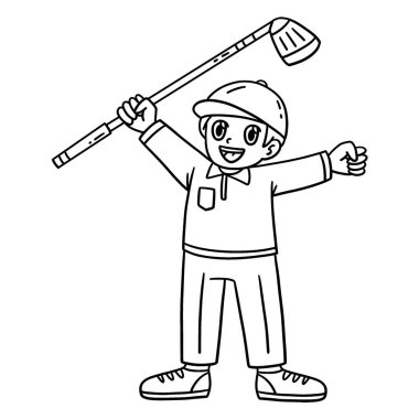 Golf Golfçüsü Kaldıran Ellerin şirin ve komik renkli sayfası. Çocuklar için saatlerce boyama eğlencesi sağlıyor. Renklendirmek için, bu sayfa çok kolaydır. Küçük çocuklar ve yeni yürümeye başlayanlar için uygun..
