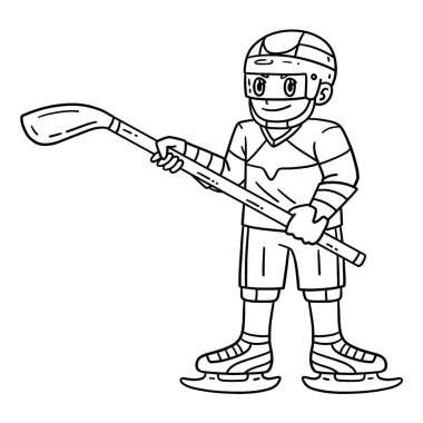 Hokey sopası tutan buz hokeyi oyuncusunun sevimli ve komik renkli sayfası. Çocuklar için saatlerce boyama eğlencesi sağlıyor. Renklendirmek için, bu sayfa çok kolaydır. Küçük çocuklar ve yeni yürümeye başlayanlar için uygun.. 