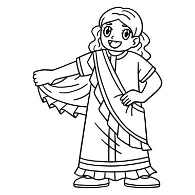 Saree 'li bir Diwali çocuğunun şirin ve komik renkli sayfası. Çocuklar için saatlerce boyama eğlencesi sağlıyor. Renklendirmek için, bu sayfa çok kolaydır. Küçük çocuklar ve yeni yürümeye başlayanlar için uygun..