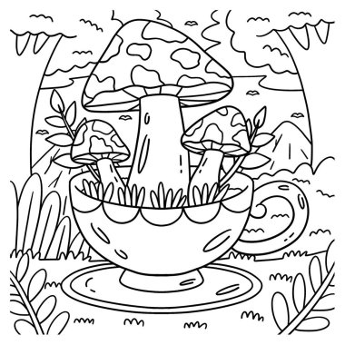 Çay fincanından çıkan bir mantarın şirin ve komik renkli sayfası. Çocuklar için saatlerce boyama eğlencesi sağlıyor. Renklendirmek için, bu sayfa çok kolaydır. Küçük çocuklar ve yeni yürümeye başlayanlar için uygun..