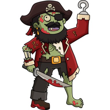 Bu karikatür parçası Zombi Korsan Kaptan çizimini gösteriyor..