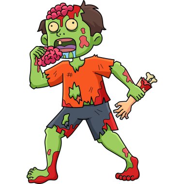 Bu karikatür, insan eti yiyen bir zombiyi gösteriyor..