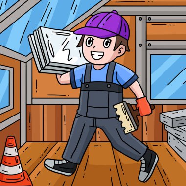 Bu karikatür klipinde Tiles illüstrasyonu taşıyan bir İnşaat İşçisi gösteriliyor.