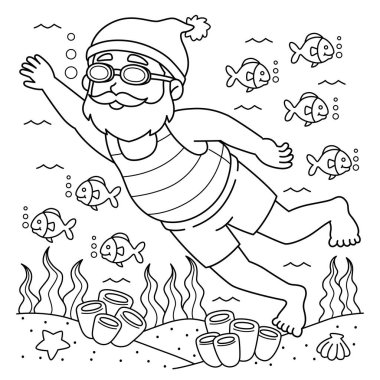 Noel Baba 'nın Temmuz' da yüzdüğü bir Noel 'in sevimli ve komik renkli sayfası. Çocuklar için saatlerce boyama eğlencesi sağlıyor. Renklendirmek için, bu sayfa çok kolaydır. Küçük çocuklar ve yeni yürümeye başlayanlar için uygun..