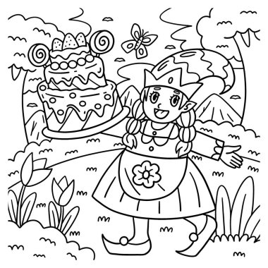 Doğum günü pastalı bir cücenin sevimli ve komik renkli sayfası. Çocuklar için saatlerce boyama eğlencesi sağlıyor. Renklendirmek için, bu sayfa çok kolaydır. Küçük çocuklar ve yeni yürümeye başlayanlar için uygun..