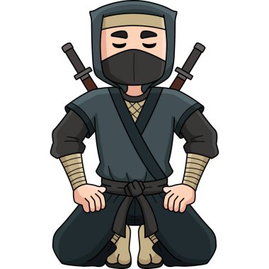 Bu karikatür bir Ninja Diz Çökme illüstrasyonunu gösteriyor. 