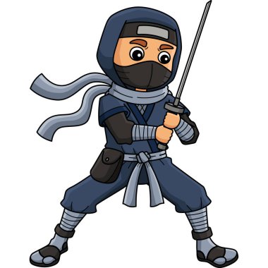 Bu karikatür, bir Ninja 'nın Katana çizimini gösteriyor.. 