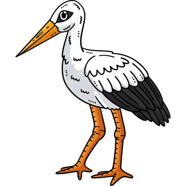 stock vector This cartoon clipart shows a White Stork Bird illustration.